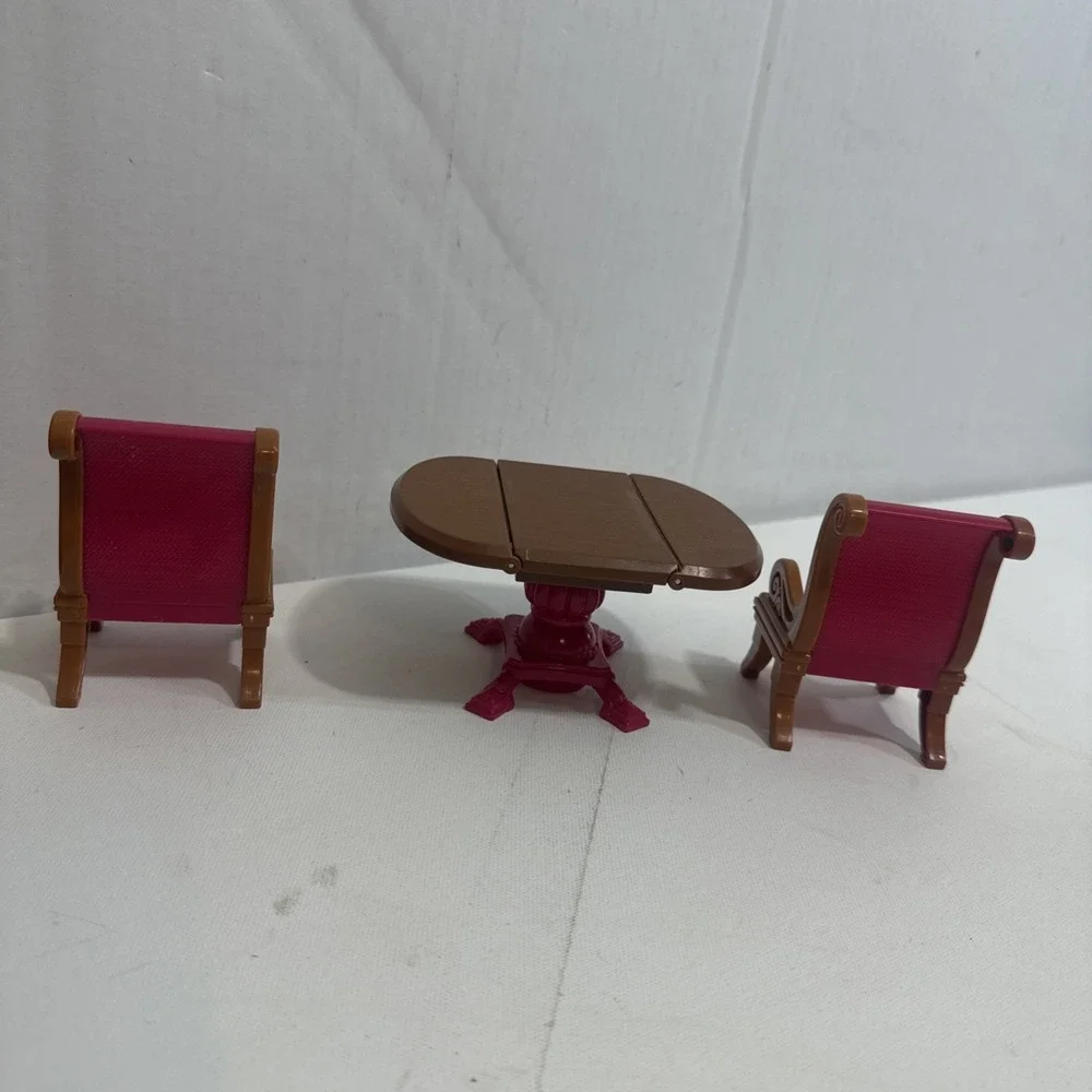 Fisher-Price‎ Loving Family dollhouse furniture Dining Room Table Red Chairs